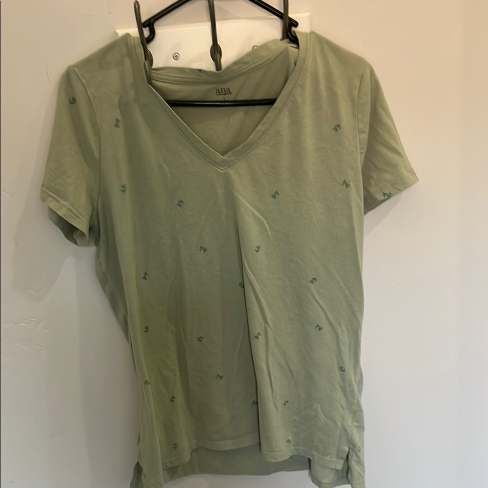 a.n.a Green Tie Front Relaxed Short Sleeve Tee